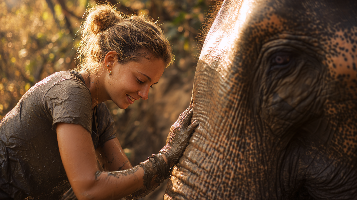 Phuket Tours Online Expat Run Phuket Tour Agency Phuket Tours Online A Young Woman Gently Rubbing Mud On A Rescued Ele C9de21be 49bf 4952 823a Eab7a4dc373a