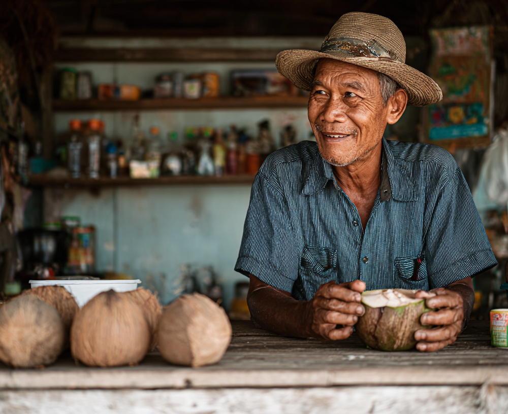 Phuket Tours Online Expat Run Phuket Tour Agency Phuket Tours Online Portrait Of A Local Vendor Preparing Fresh Coconu 1501008f 1a20 4b41 8868 83d1316340ef